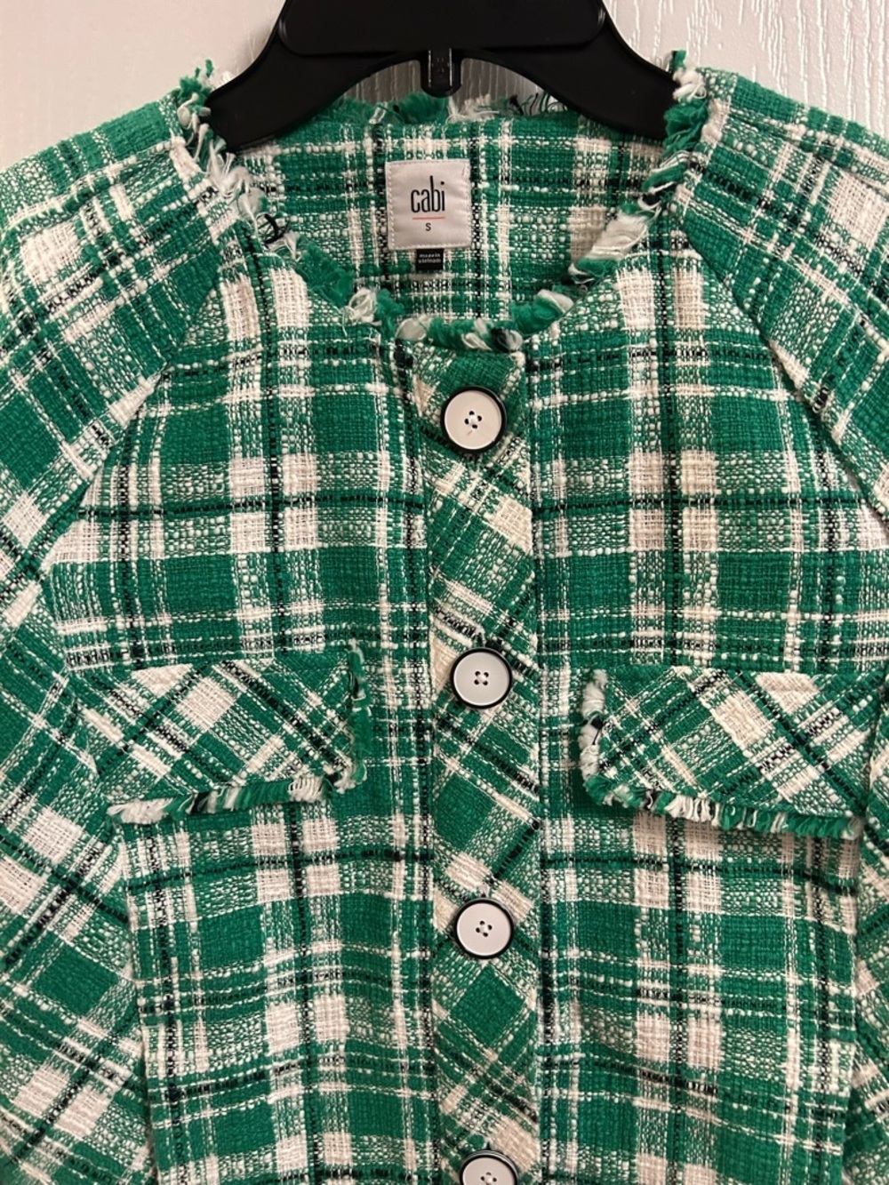 CAbi Green and White Plaid Tweed Jacket - Picture 2 of 9
